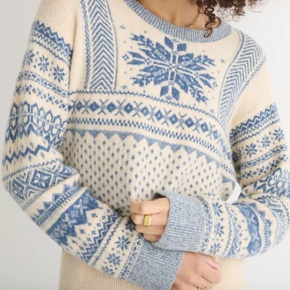 J.Crew Fair Isle snowflake crewneck in Supersoft yarn